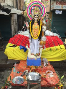 Goddess of wisdom, riding her swan and carrying her musical instrument.