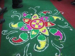 This chalk drawing decorated the entry where we were greeted at Nidan's offices, Patna.