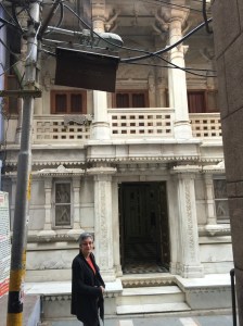 White marble, which we assumed was a temple, in the quiet alley.