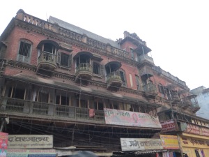 Ornate old buildings in Varanasi--a few hundred years old only, because the Mughals destroyed pretty much everything.