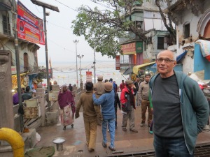 Our first view of the Ganges in Varanasi/Benares.