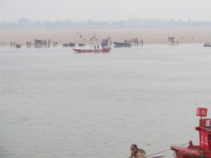 A view from Varanasi across the Ganges. There is a sandy edge of a km or more on that side--undeveloped because it doesn't take much of a flood to cover it.
