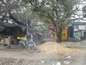 A lot of road construction means a lot of piles of construction materials.