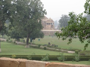 Temples separated by lovely lawns and walkways.